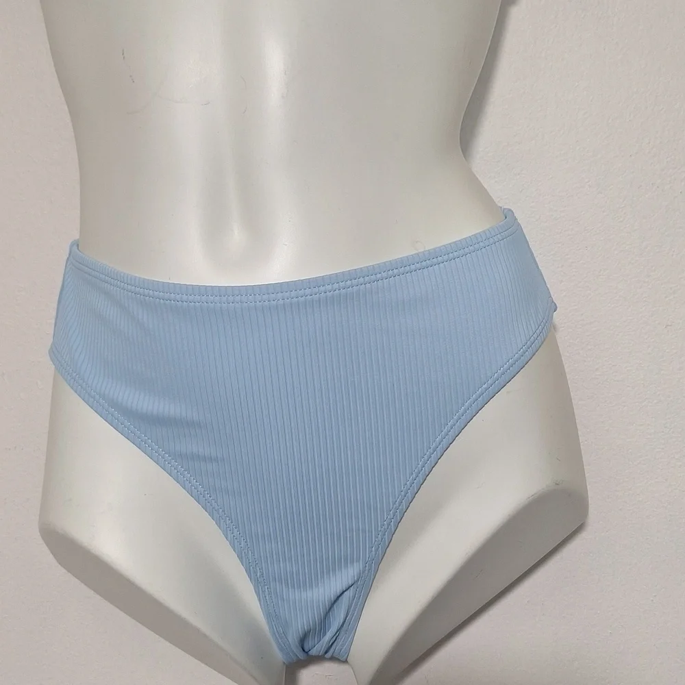 Mienqe Light Blue Ribbed Swim Bikini Set